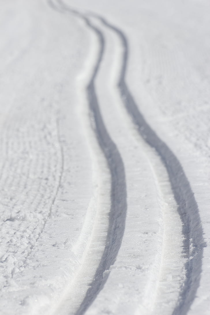snow, tracks, white