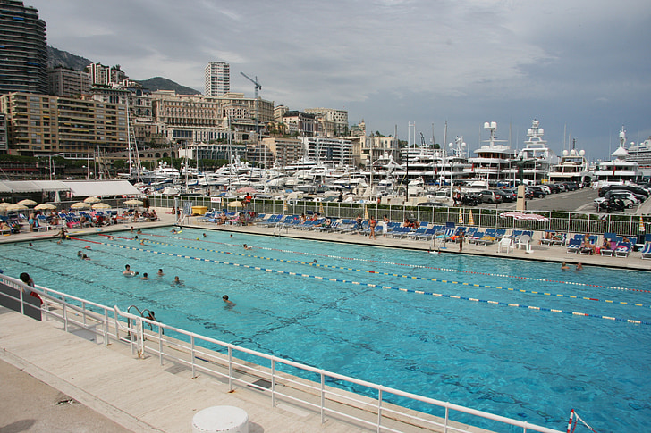 piscina, Mónaco, ciudad, barcos