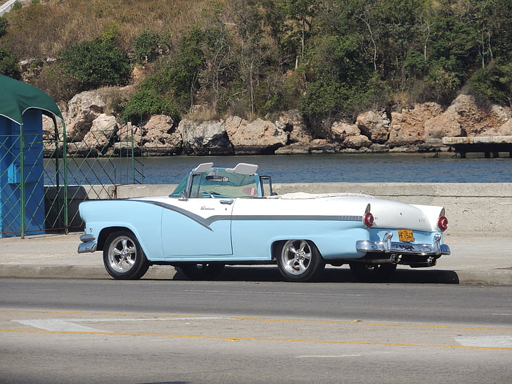 Kuba, Auto, promenad, gamla, Havanna, bil, antika bil