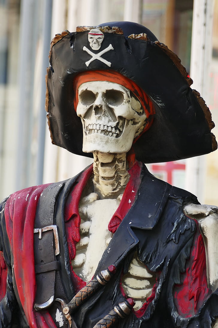 skelet, pirat, kranium, symbol, knogle, fare, hoved