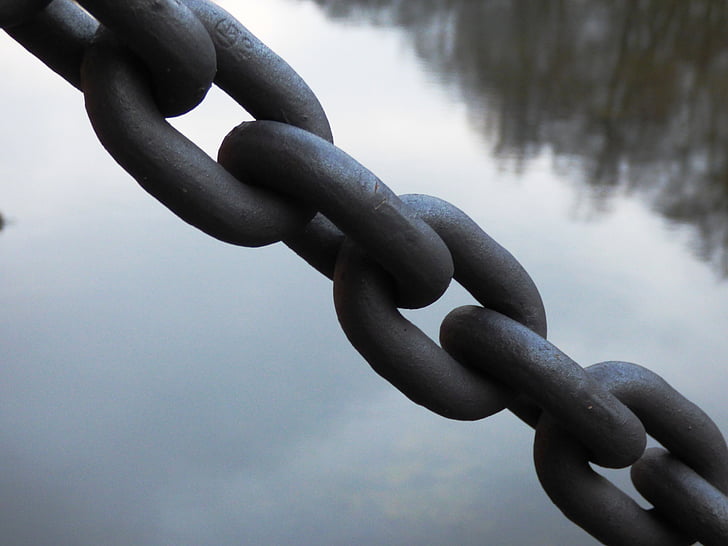 chain, link, water, reflection