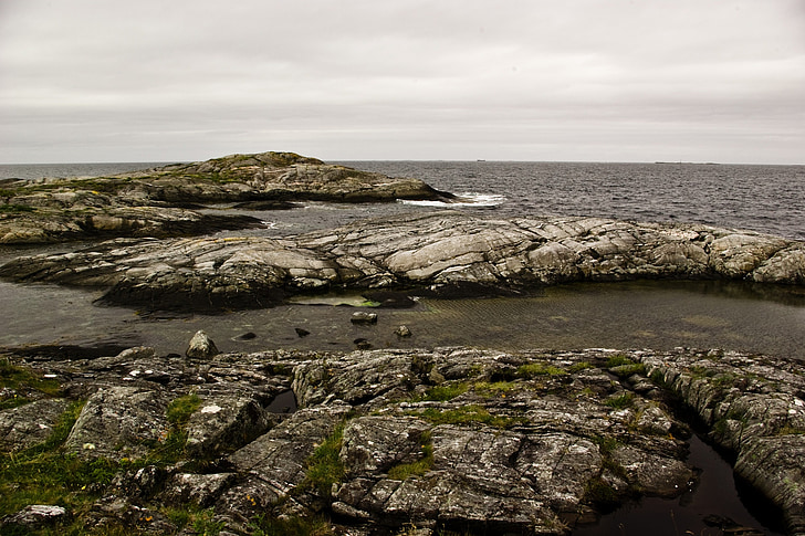 rocks, atlantic, norwegian sea, the atlantic road, moss, sea, horizon