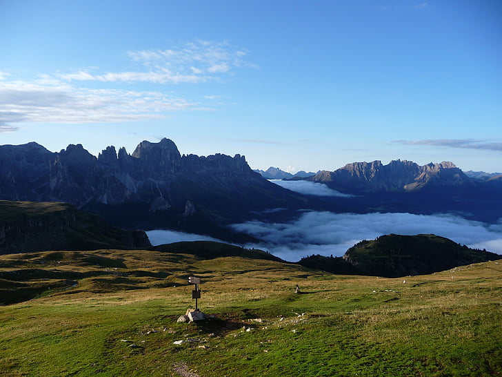 mountains, alpine, morgenstimmung, landscape, nature, fog, south tyrol