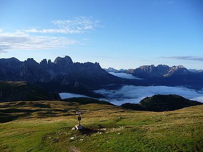 góry, alpejska, morgenstimmung, krajobraz, Natura, mgła, południowy tyrol