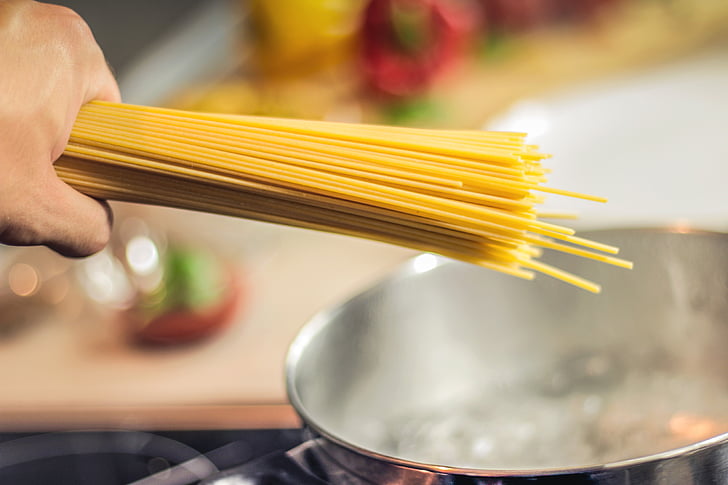spaghetti, pasta, noodles, cooking, food, italian, hand