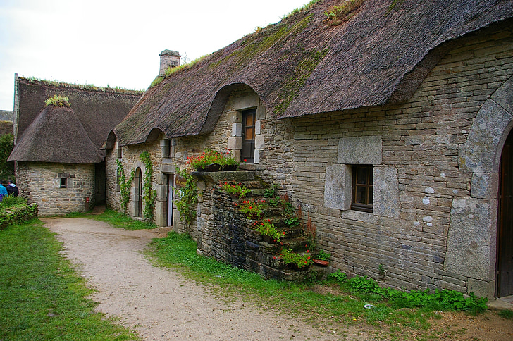 cottage, house, roof, countryside