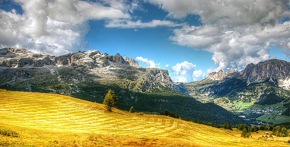 passo gardena, dolomites, mountains, south tyrol, alpine, italy, unesco world heritage