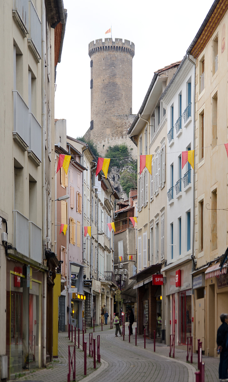 arquitetura, medieval, Foix, Ariège