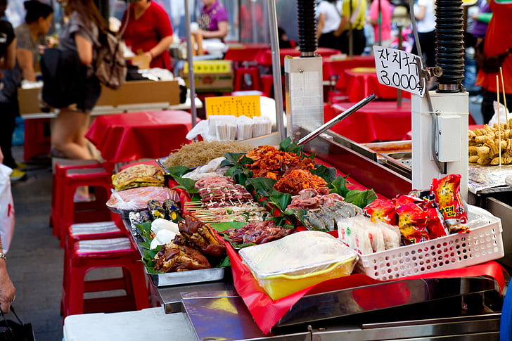 Namdaemun market, Seoul, Korea, jedzenie, rynku, Koreański, azjatycki