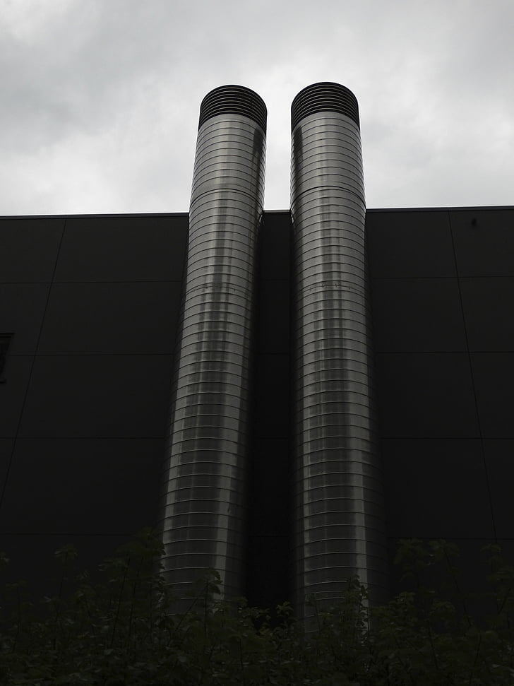 chimney, fireplace, exhaust air, industry, factory, industrial plant, metal