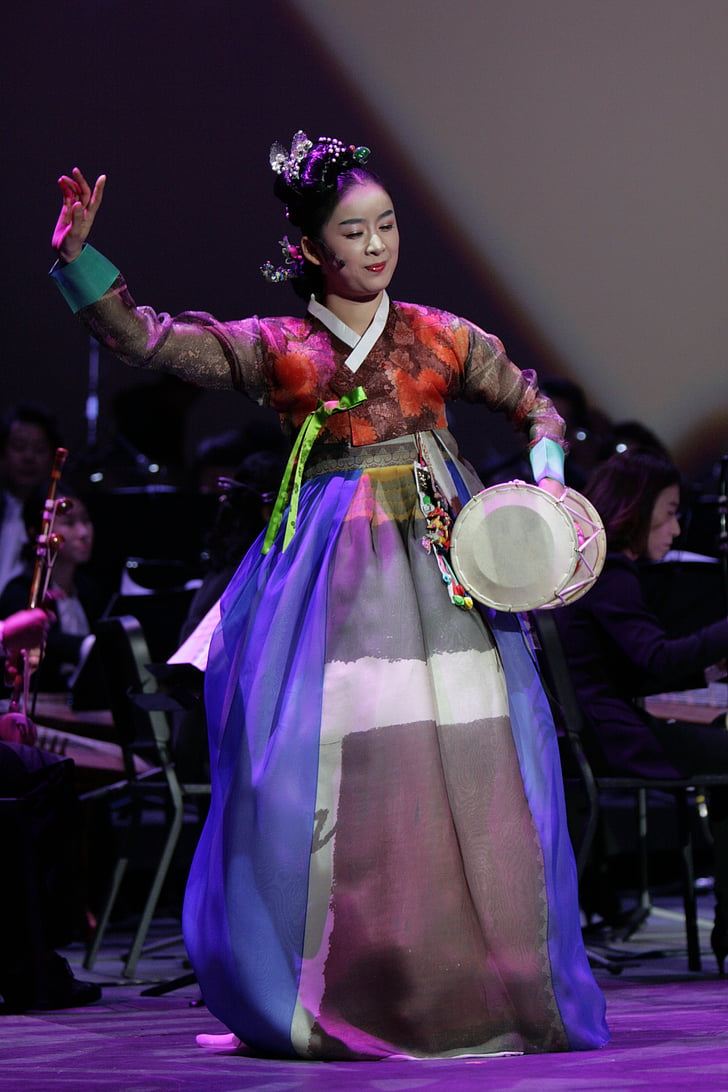 Korea mugav trumm, muusika, mängija, Näita, tants, traditsiooniline