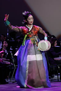 koreanische handliche Trommel, Musik, Spieler, zeigen, Tanz, traditionelle