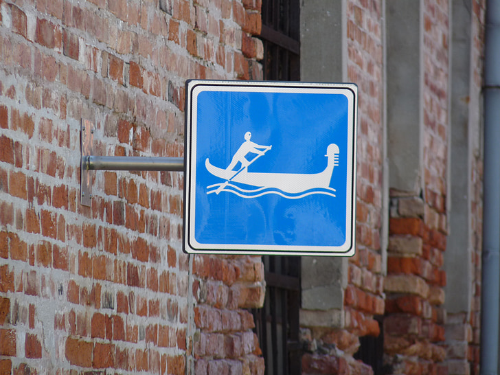 Venise, pictogramme, panneaux de signalisation, Gondolier, gondole, Laguna, canal