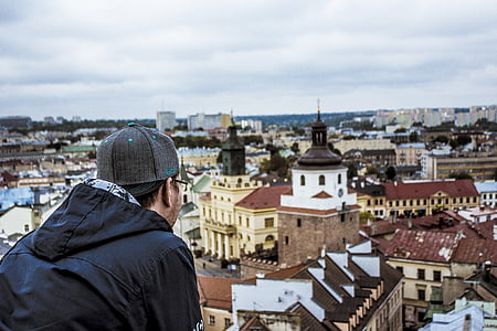 näkymä kaupunkiin, Lublin, Matkailu lublin, käy, tusysta, ottaa valokuvan, kaupungintalo