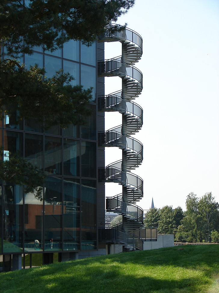 wendelötreppe, Wolfsburg, bil by, arkitektur, skyskraber
