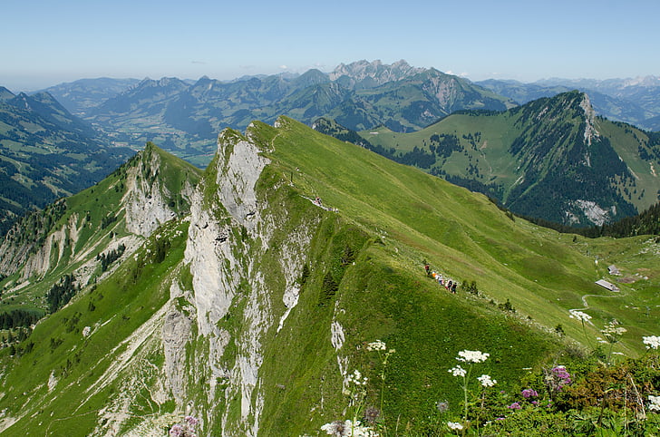 paesaggio, Svizzera, montagne, tempo libero, collina, cresta, escursione