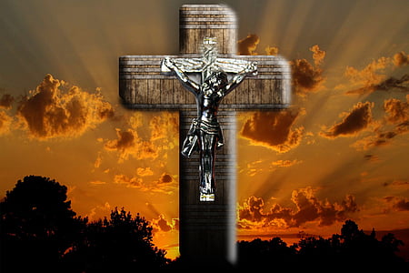 Jesus, crucificação, pôr do sol, graça, Figura, Jesus Cristo