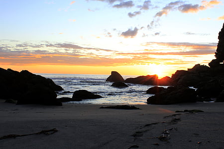 backlit, beach, beautiful, clouds, dawn, dusk, evening