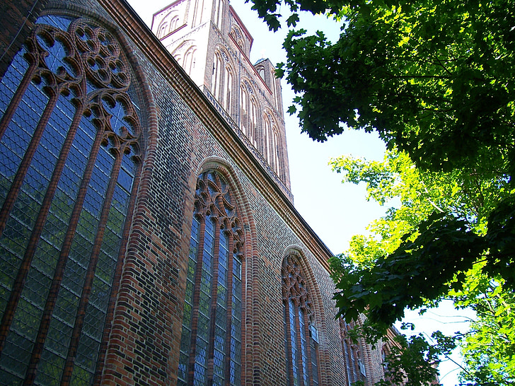 kirkko, tiili gothic, Stralsund, historiallisesti, Gothic, vanha kaupunki, muistomerkki