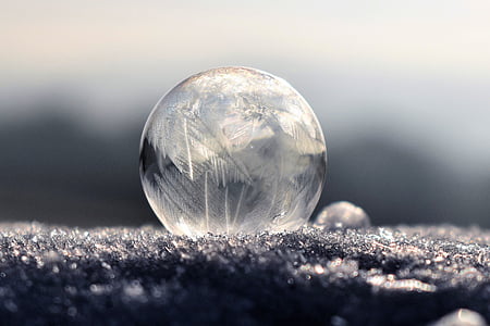 bulles de savon, congelés, gelée de bulle, eiskristalle, hivernal, froide, Ball