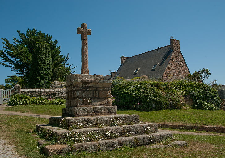Bretagne, brehat eiland, Golgotha, Kruis, graniet, geschiedenis, oude