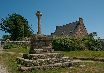 Brittany, Isola di Bréhat, Calvario, Croce, granito, storia, vecchio