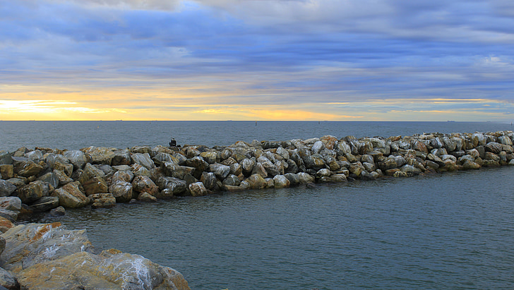 Puerto, mar, rocas, Horizon, australia del sur