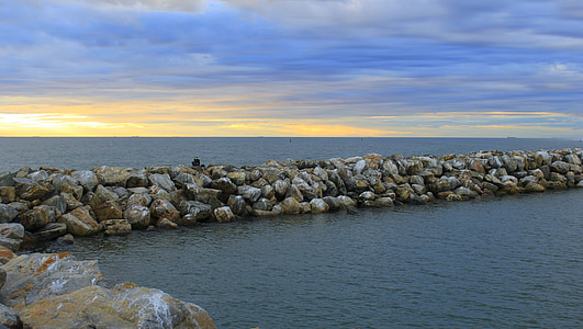 haven, zee, rotsen, Horizon, Zuid-Australië