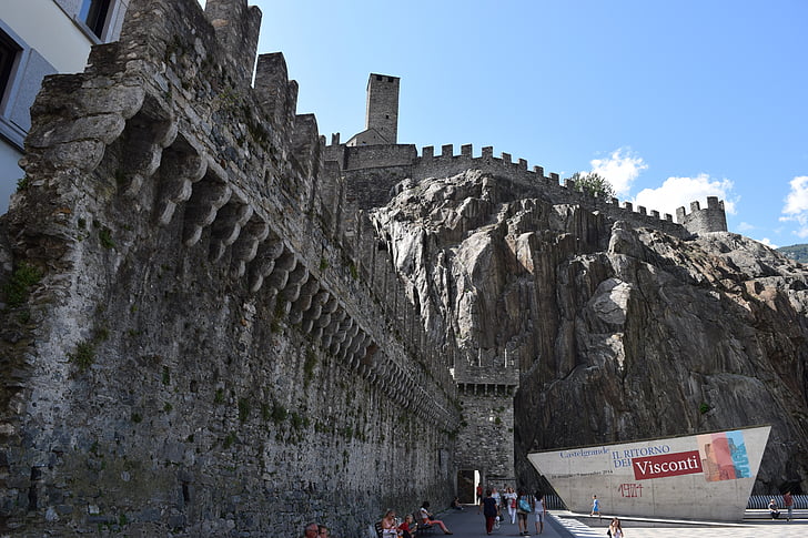 lâu đài, Thuỵ Sỹ, Bellinzona, Torre, bức tường, pháo đài