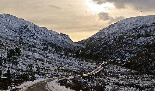 Põhja Portugalis, lumi, maastik, Road, Street, talvel
