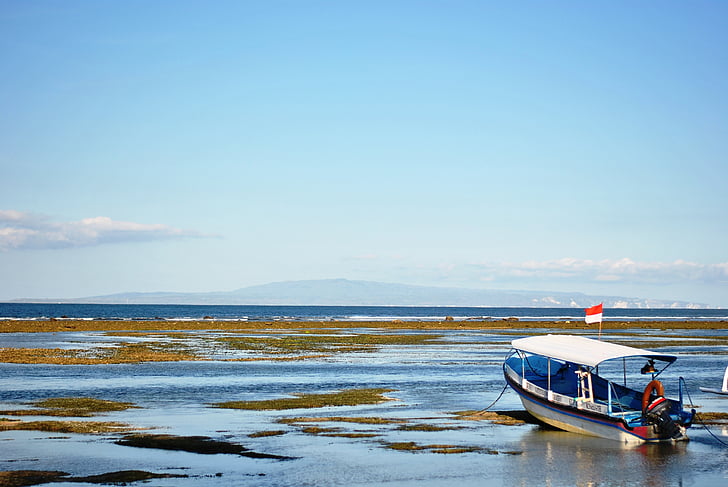 sanur beach, boat, bali