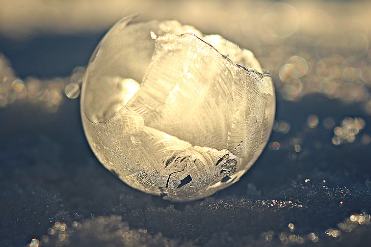 eiskristalle, soap bubble, frost blister, frost, snow, winter, frozen