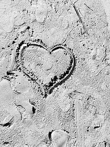 srdce, Láska, písek, tvar srdce, žádní lidé, den, venku