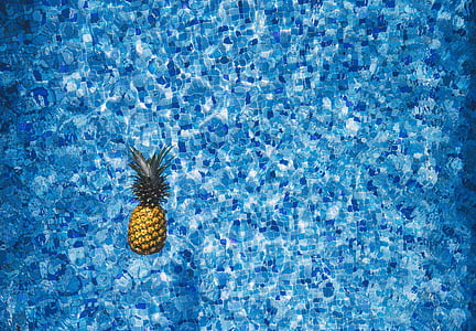Ananas, Pool, Wasser, im freien, Blau, Tag, Hintergründe