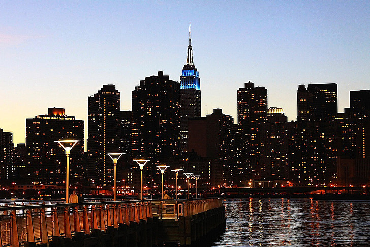 new, york, city, skyline, building, tower, lights