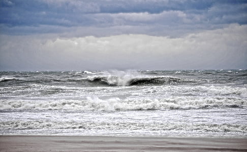 beach, storm, ocean, sea, coast, nature, water