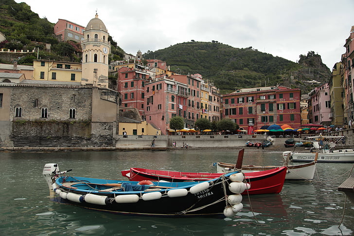 five lands, boats, city, colored, colorful houses, panoramic views, old village