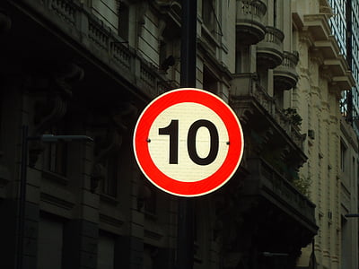 peatones, señal de tráfico, tráfico, 10, prohibido, signo de, rojo