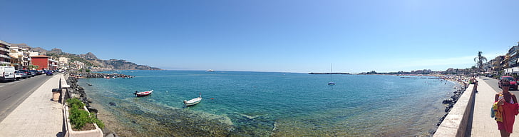 stranden, sjøen, Sicilia, Sea bridge, båter, veien, Sommer