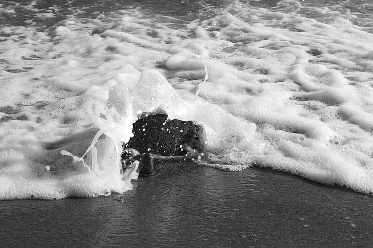 Welle, Meer, Strand, Wasser, Schaum, Sand, Rock
