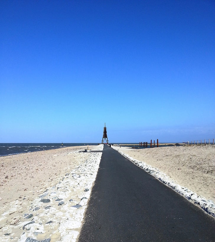 Cuxhaven, spiaggia, mare del Nord, blu, Dune, cielo, amore