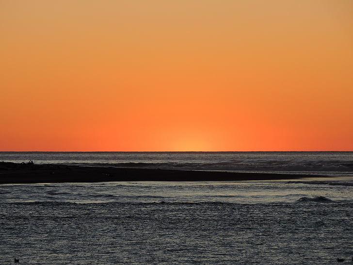 posta de sol, taronja, Costa, Oregon, sol, paisatge, groc