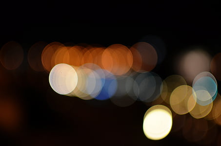 abstrakt, lys, lang eksponering, nat, trafik
