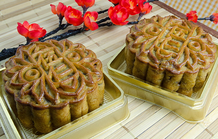 mooncake, mooncakes, lotus filling, pastry, sweets, asian, chinese food