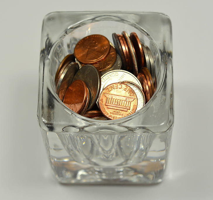 dinero, cambio, Penny, cuarto, moneda de diez centavos, níquel, moneda
