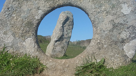menn-en-tol, murstein, Cornwall, Sør kjertel, granitt, megalithformation, Menhir