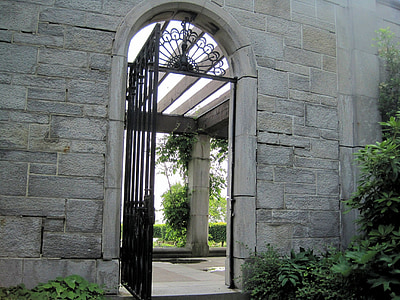 stone wall, arched, gate, ontario, canada