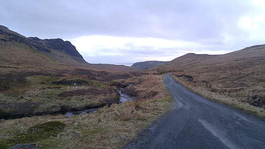fjell, Skottland, skyer, veien, natur, alene, ensom