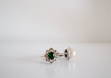 anelli, gioielli, Smeraldo, prezioso, oro bianco, brillante, semplicità