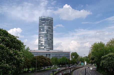 torony, utcán, forgalom, város, Köln, kerület, épület